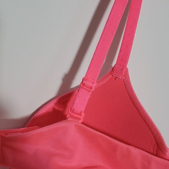 Betsey Johnson Neon Pink Rhinestone Push Up Bra Size 32D - Picture 4 of 11